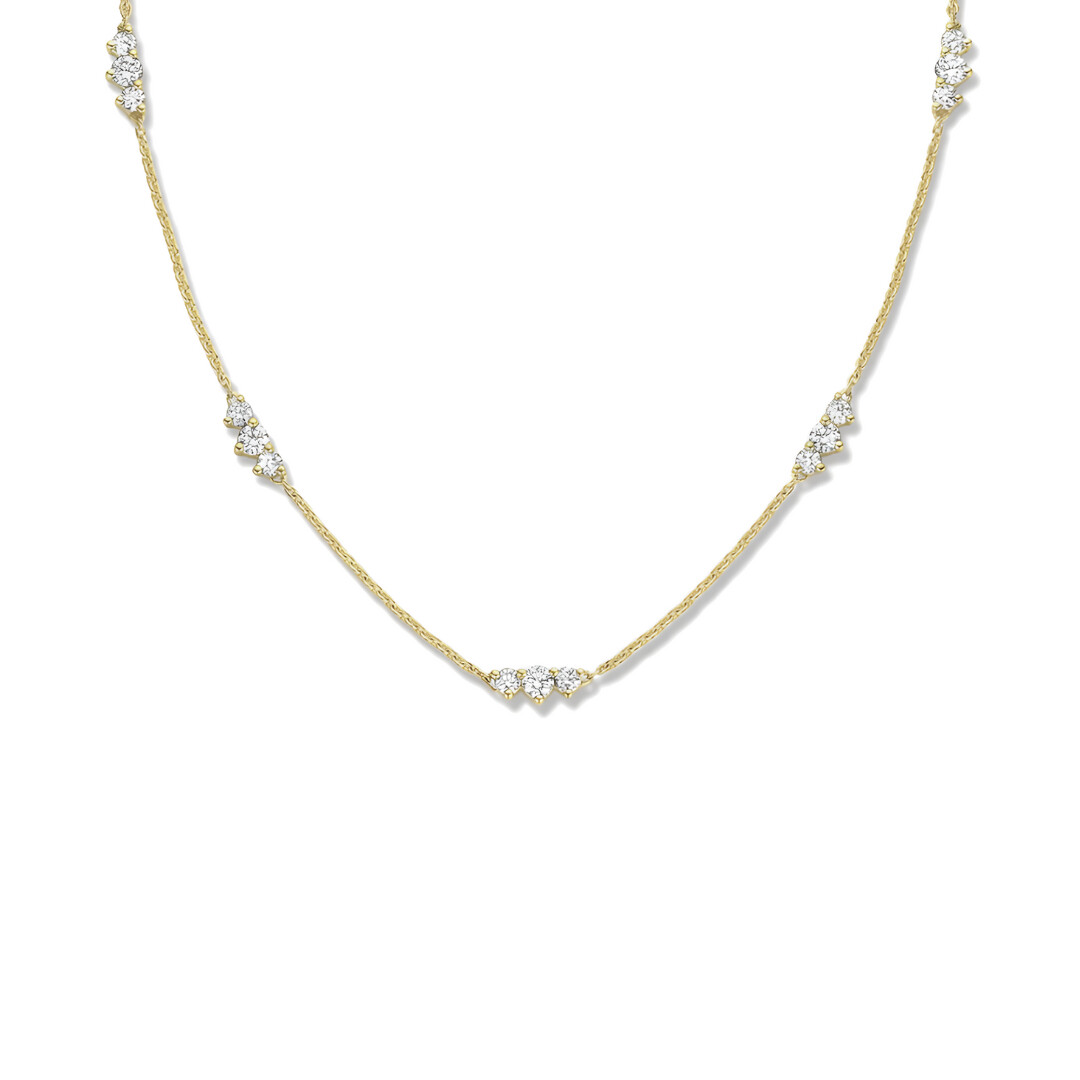 Collier Infini motifs or jaune et diamants