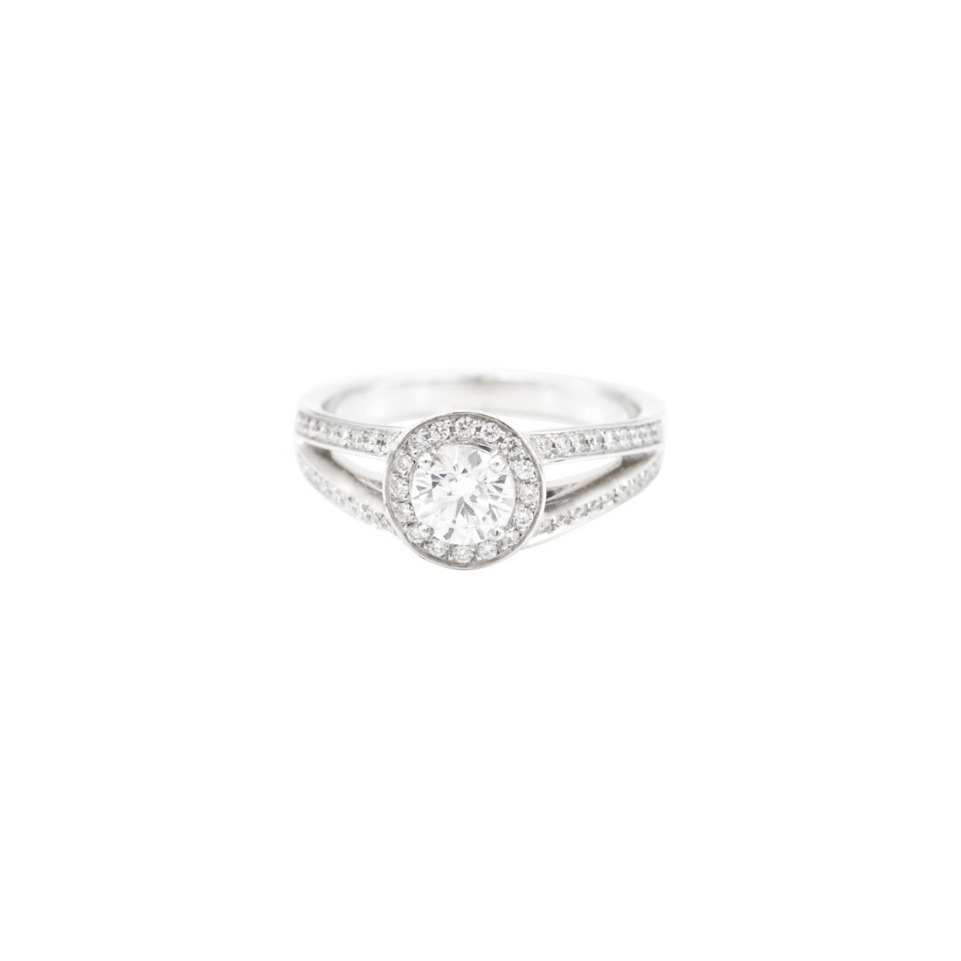Solitaire diamant et entourage diamants certifié