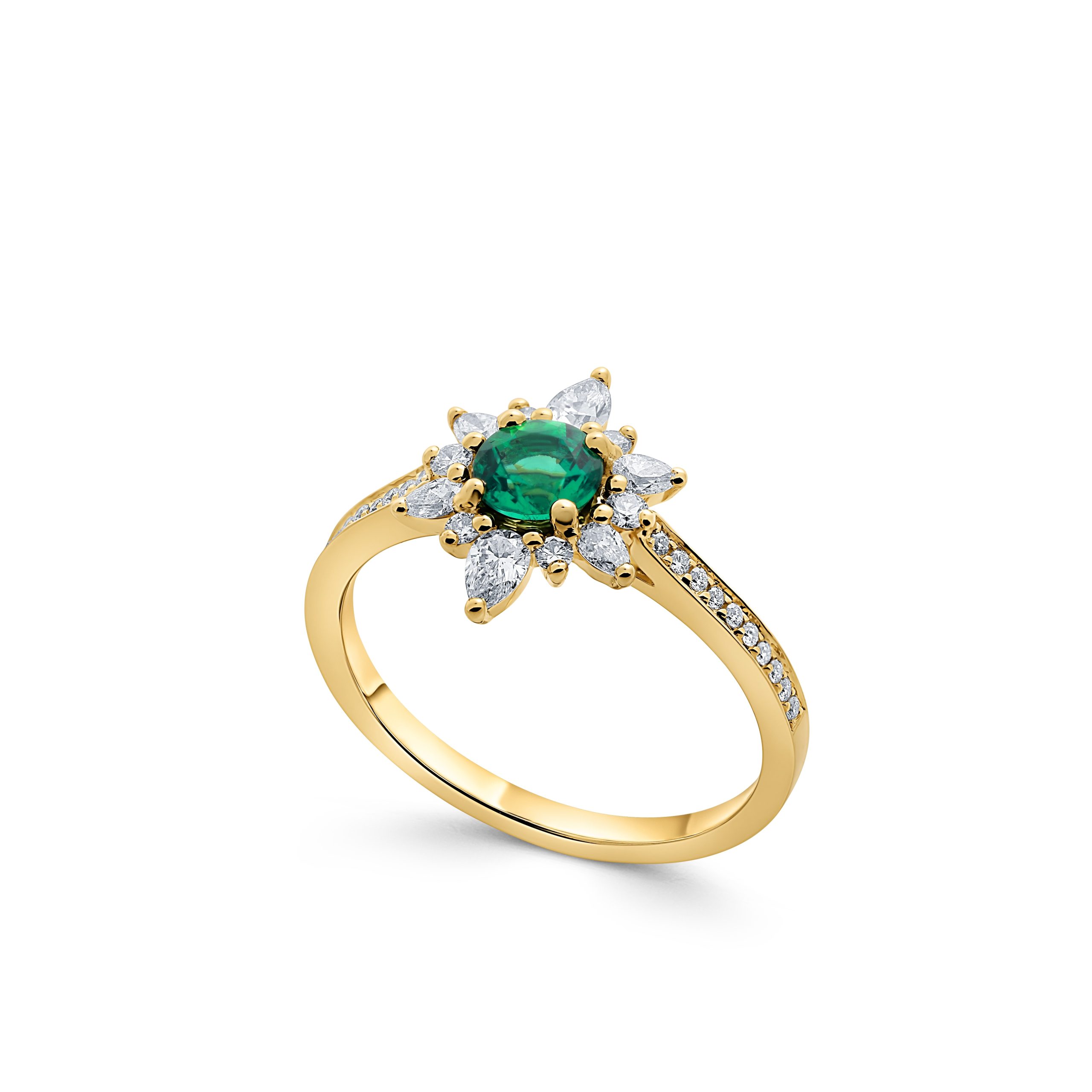 Solitaire Livia Emeraude diamants et or jaune RIBSPE3EMJ - Rigal