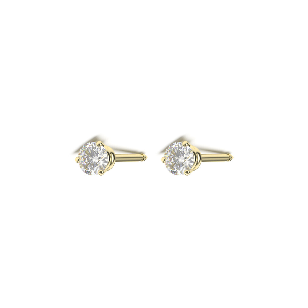 Boucles d'oreilles Infini 3 griffes diamants sur or jaune
