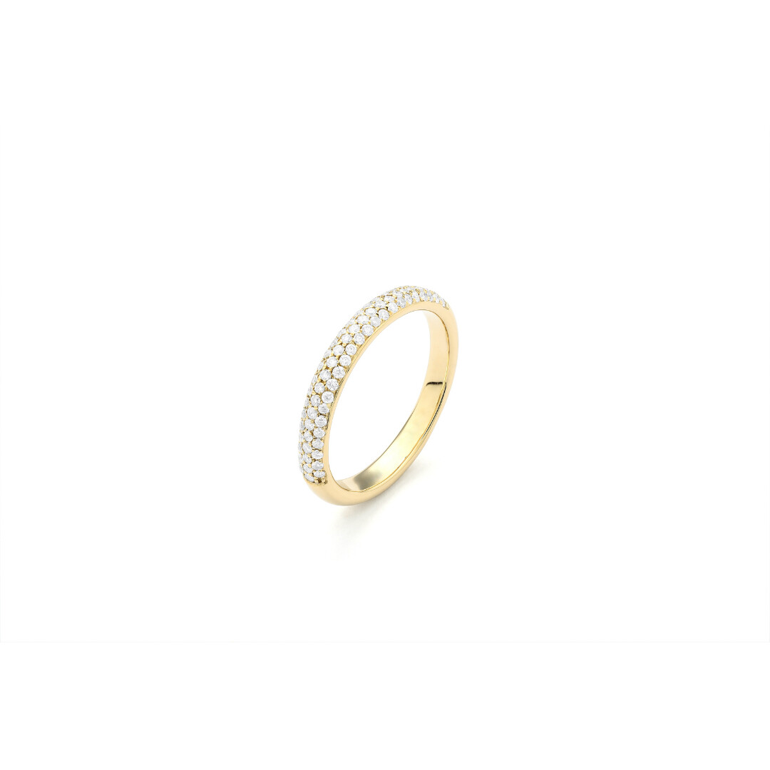 Bague demi-tour pavage diamants sur or jaune