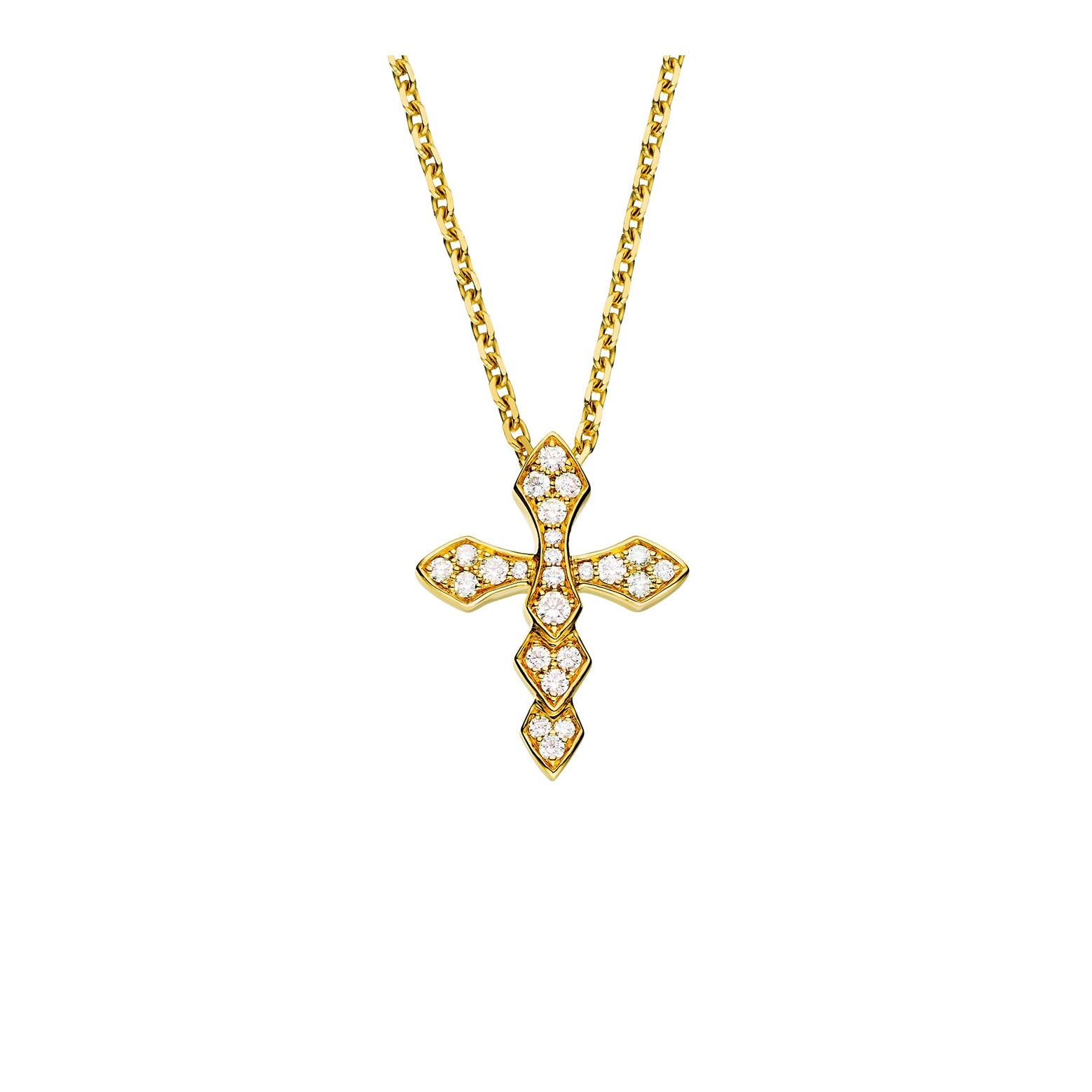 Achat Pendentif Akillis Croix Python sur chaine or jaune et diamants