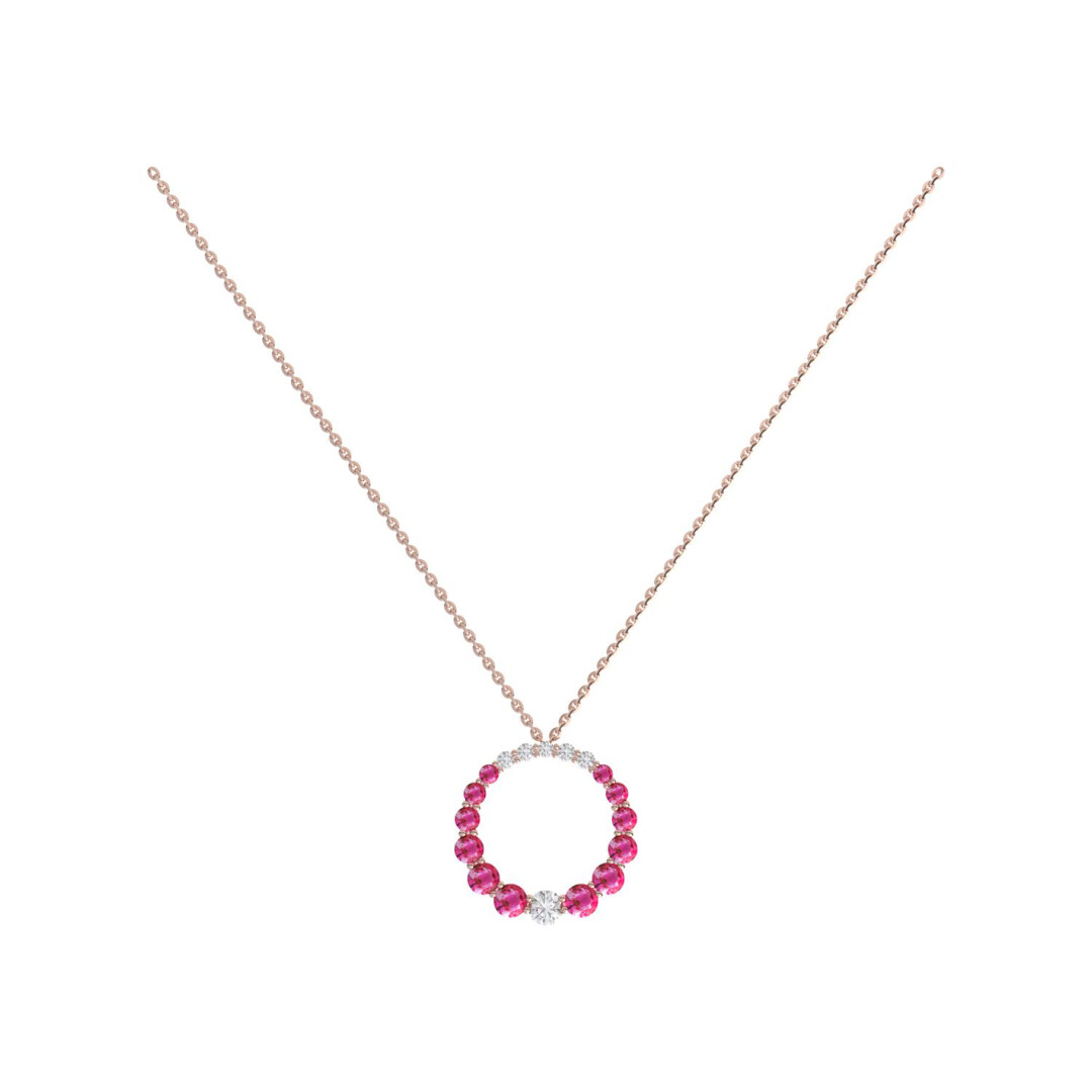 Pendentif 1897 en or rose, saphirs roses et diamants