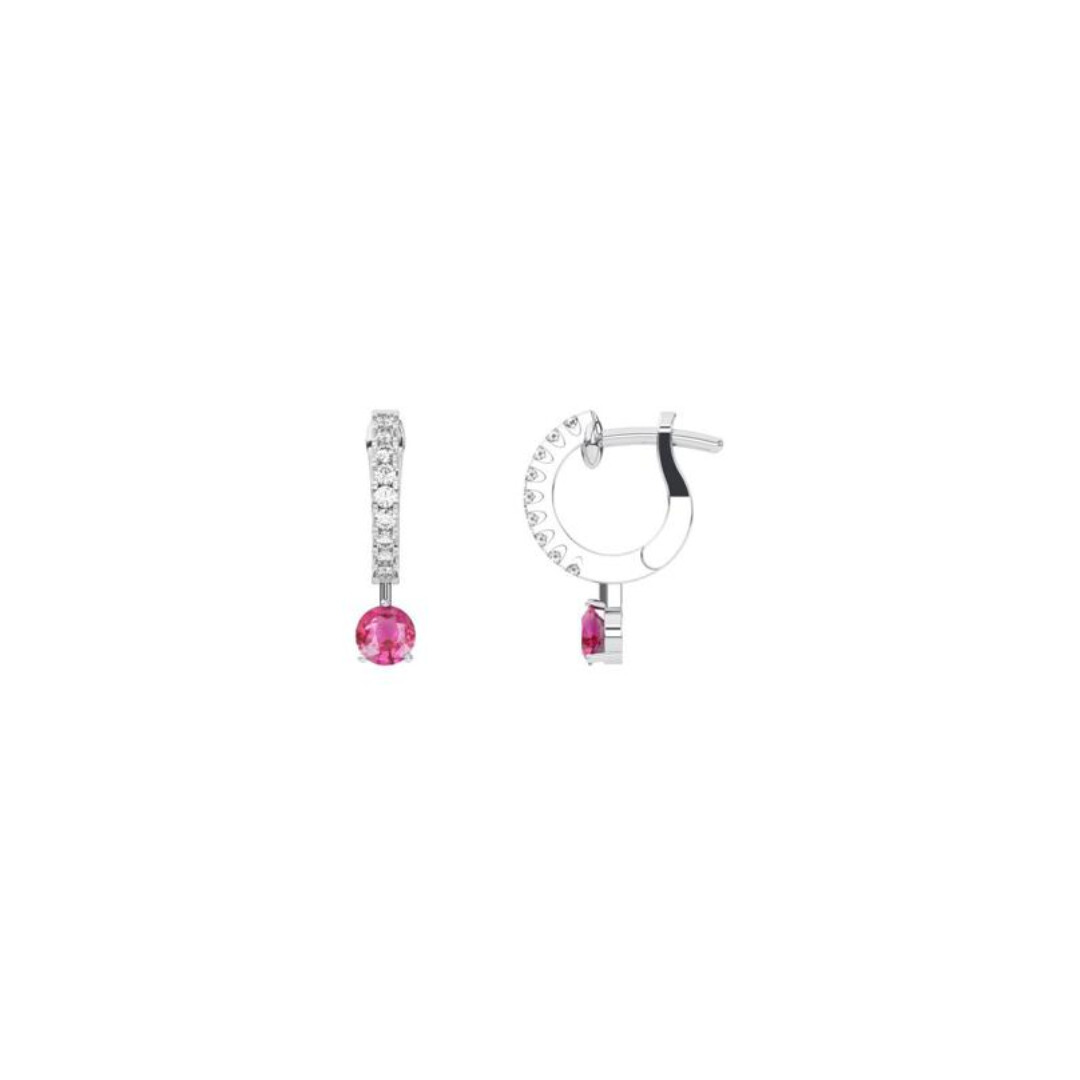 Boucles d'oreilles 1897 en or blanc, saphirs roses et diamants