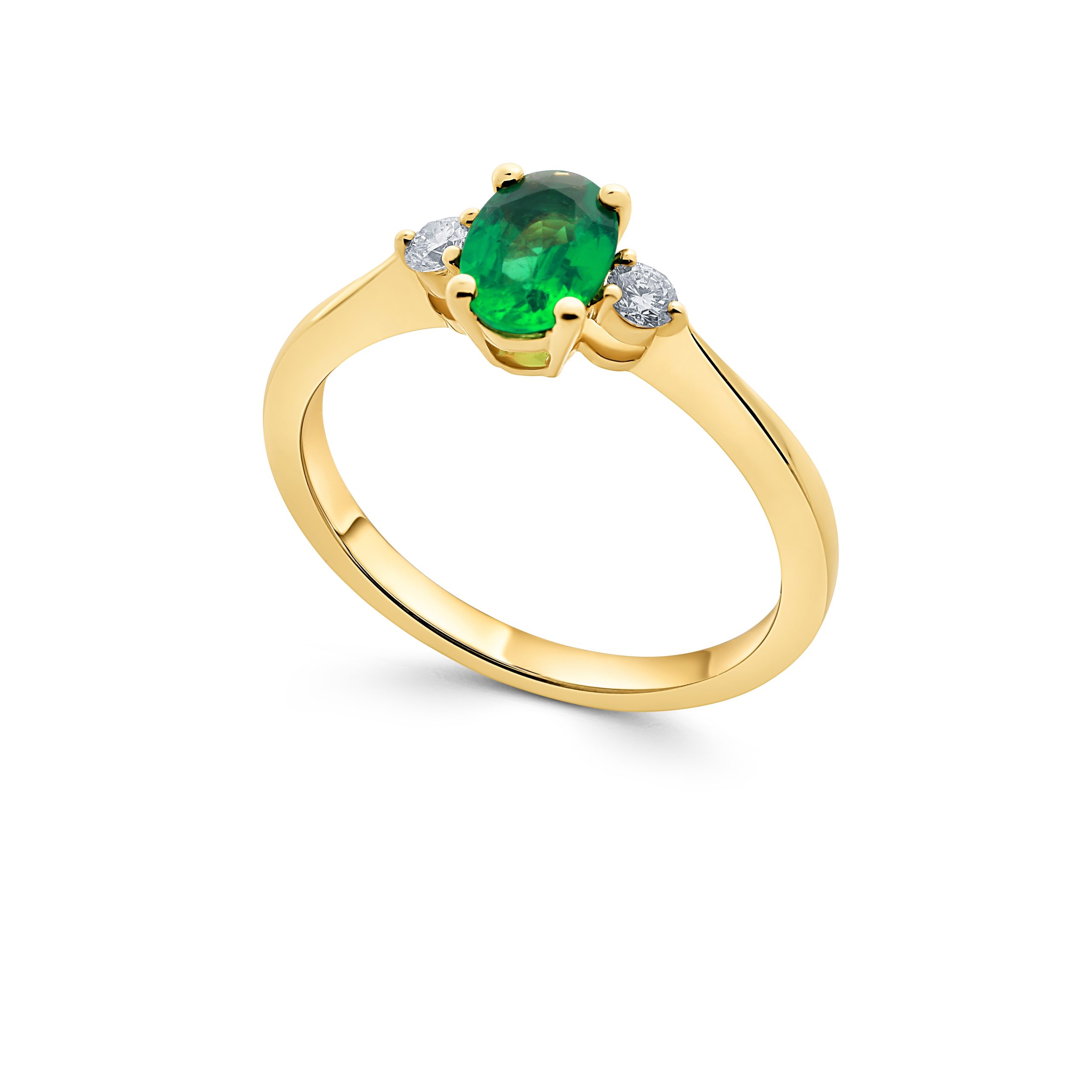 Solitaire Emeraude & Diamants, Or Jaune RIB400 30VEMJ - Rigal