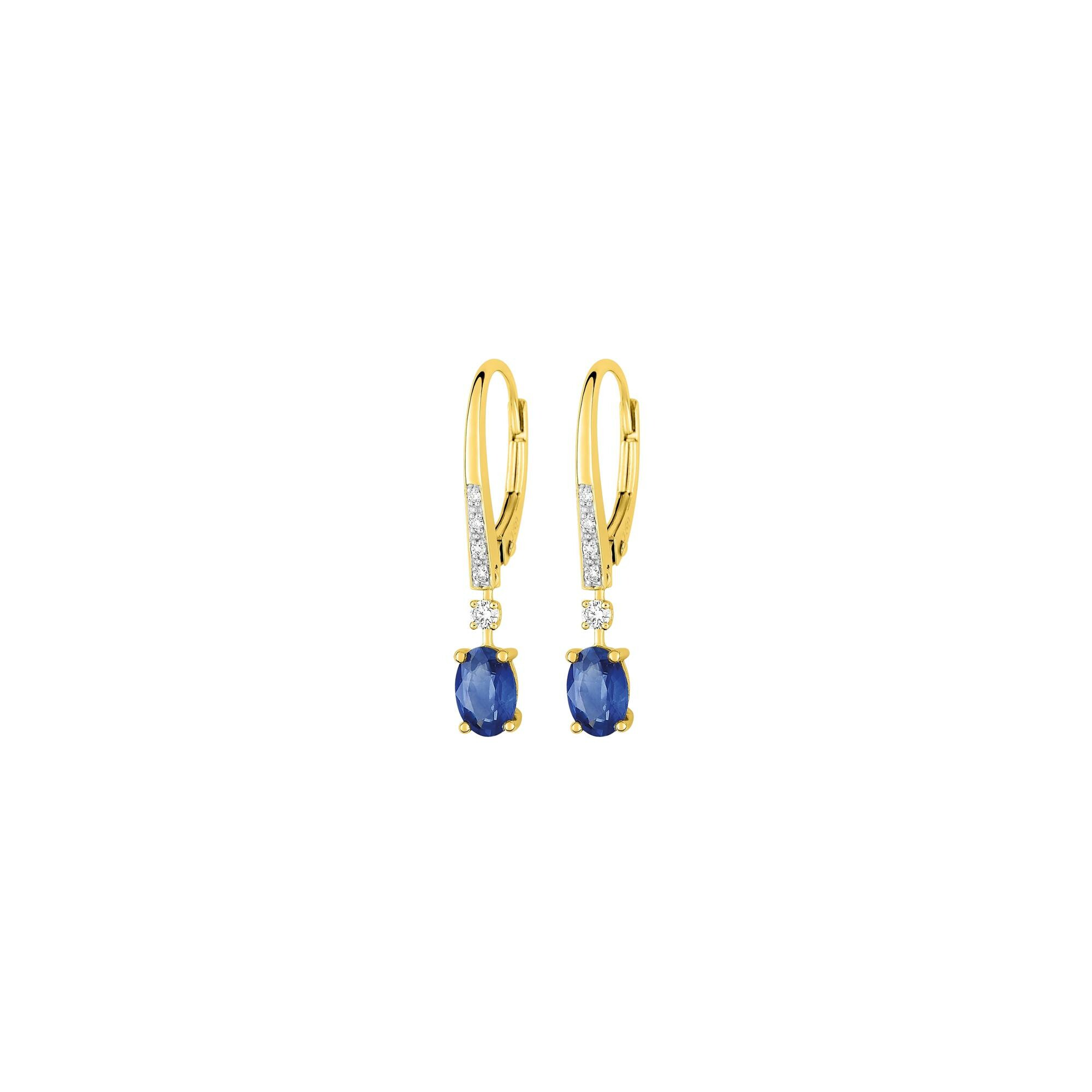 Achat Boucles d'oreilles en or jaune, saphir et diamant
