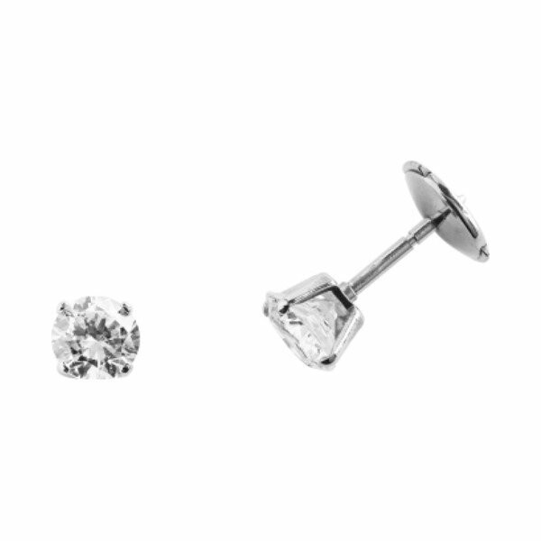 Achat Boucles d'oreilles serti 4 griffes en or blanc et diamants de 0.80ct