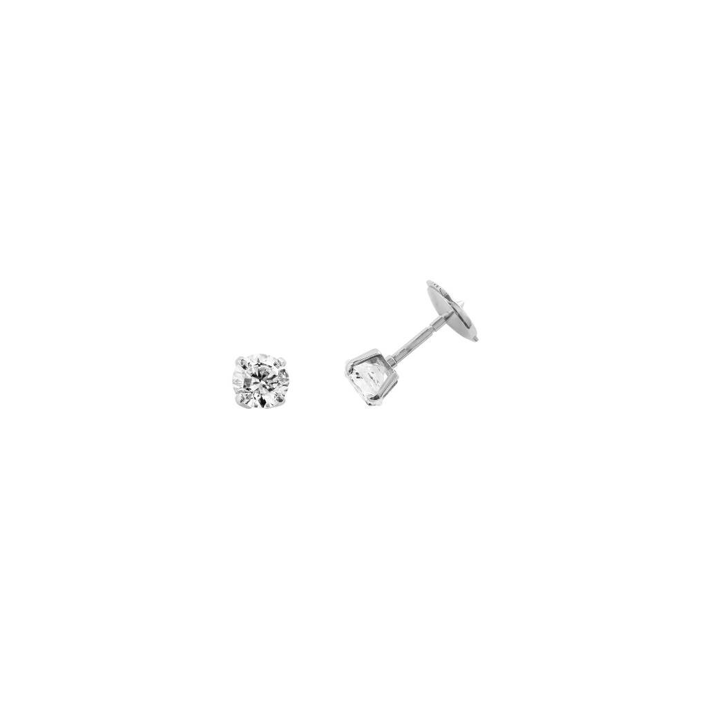 Achat Boucles d'oreilles serti 4 griffes en or blanc et diamants de 1ct
