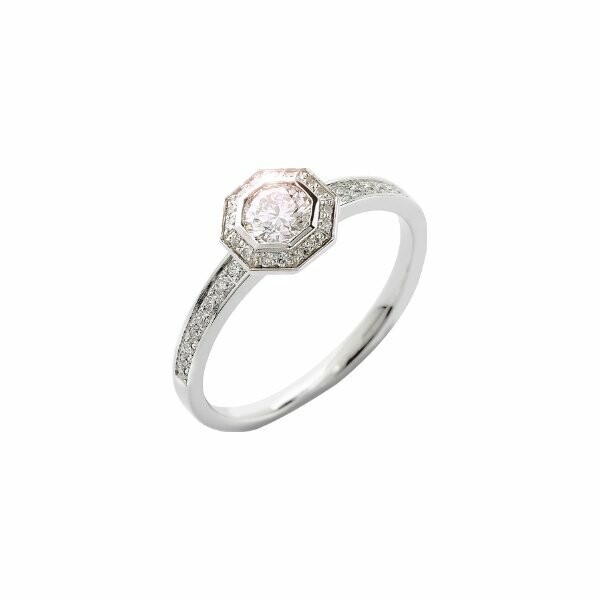 Achat Solitaire octogone en or blanc et diamant de 0.33ct