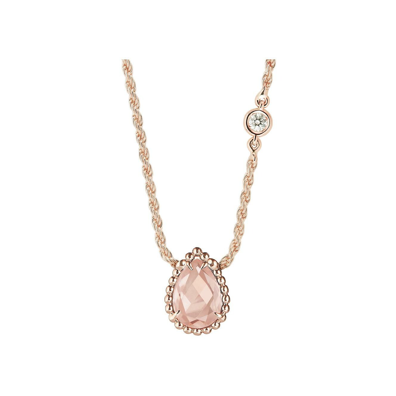 Achat Pendentif Boucheron Serpent Bohème, Motif XS en or rose, diamant et quartz rose