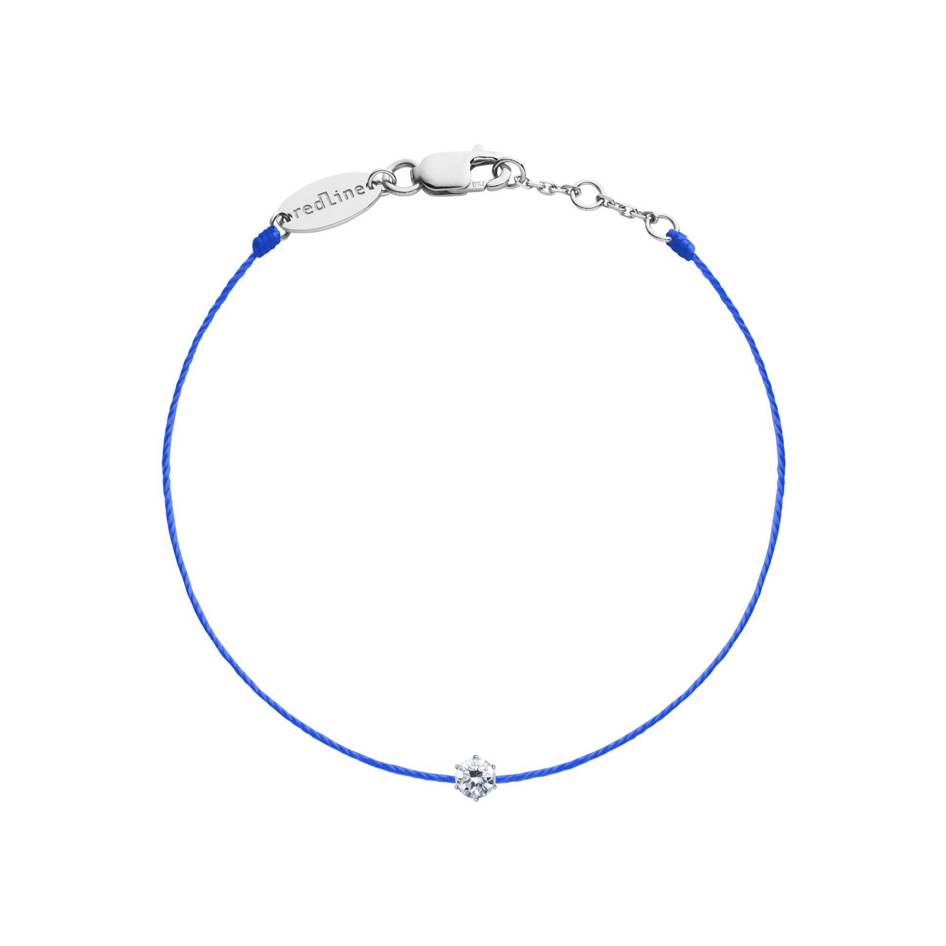 Bracelet Redline Absolu fil bleu français avec diamant 0.10 ct en serti griffe or blanc