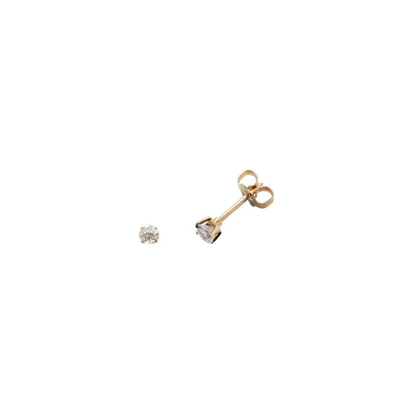 Achat Boucles d'oreilles serti 4 griffes en or jaune et diamants de 0.16ct