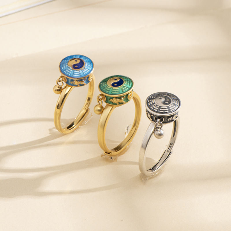 Bague rotative Yin Yang en cuivre pour la chance et la richesse