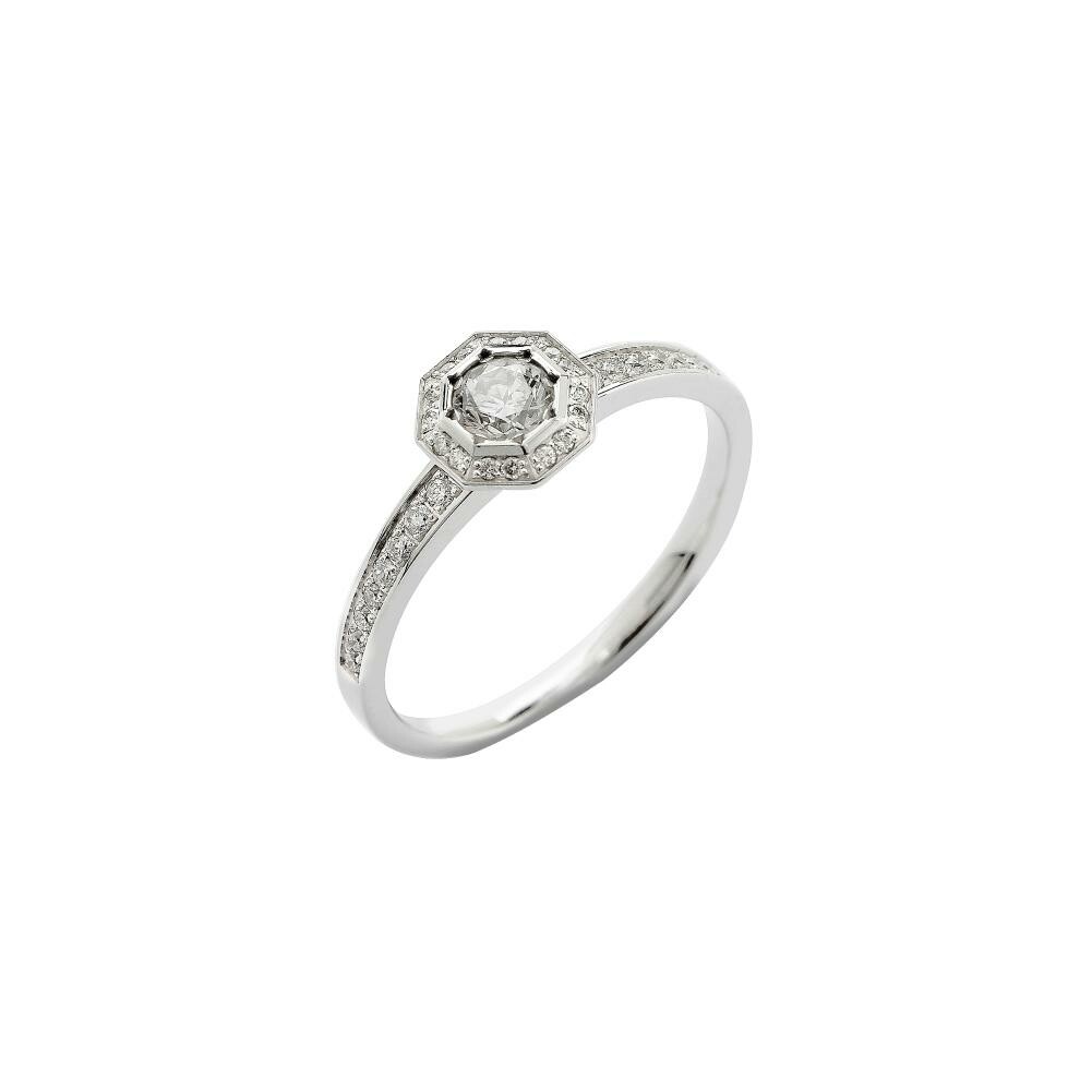 Achat Solitaire octogone en or blanc et diamants de 0.30ct