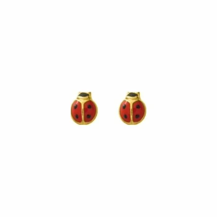 Achat Puces d'oreilles coccinelles en or jaune  et laque