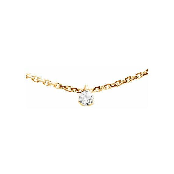 Achat Collier serti 3 griffes en or jaune et diamant de 0.10ct