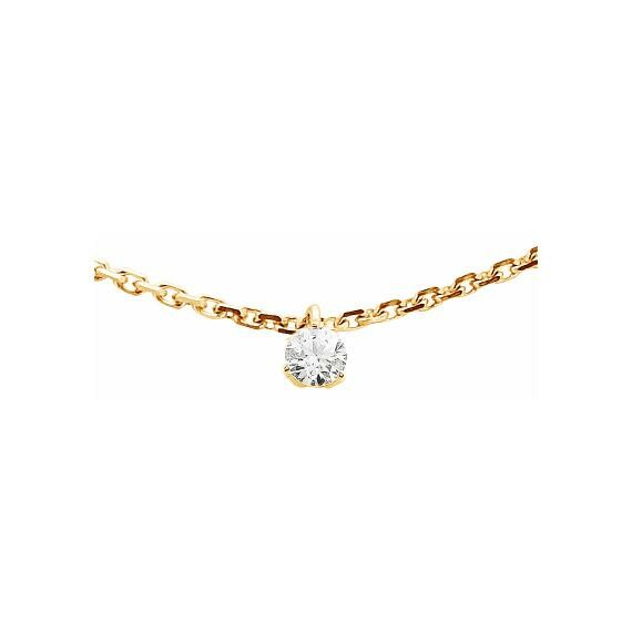 Achat Collier serti 3 griffes en or jaune et diamant de 0.15ct