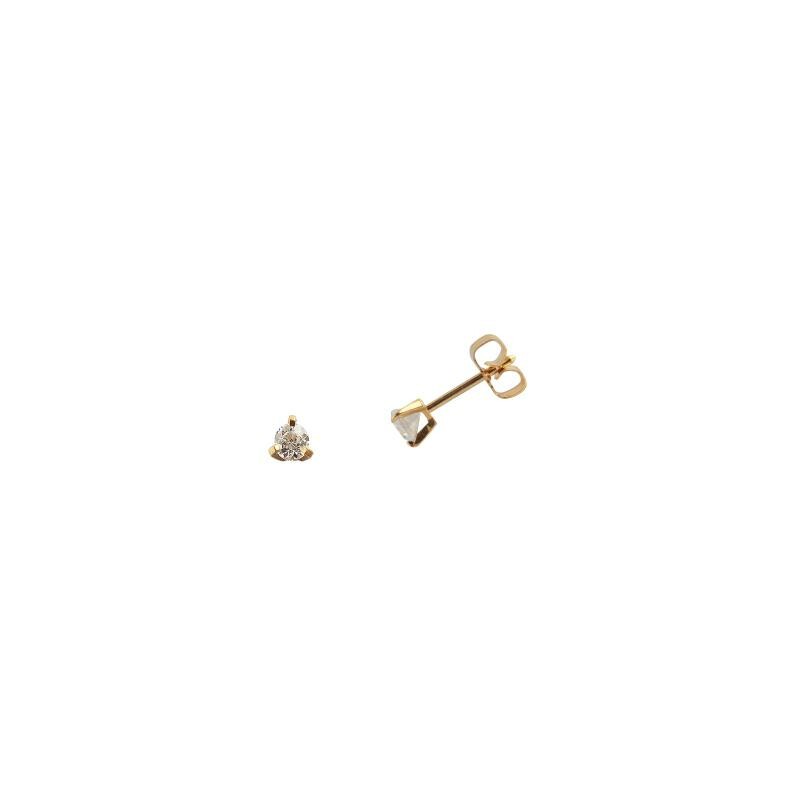 Achat Boucles d'oreilles serti 3 griffes en or jaune et diamants de 0.10ct