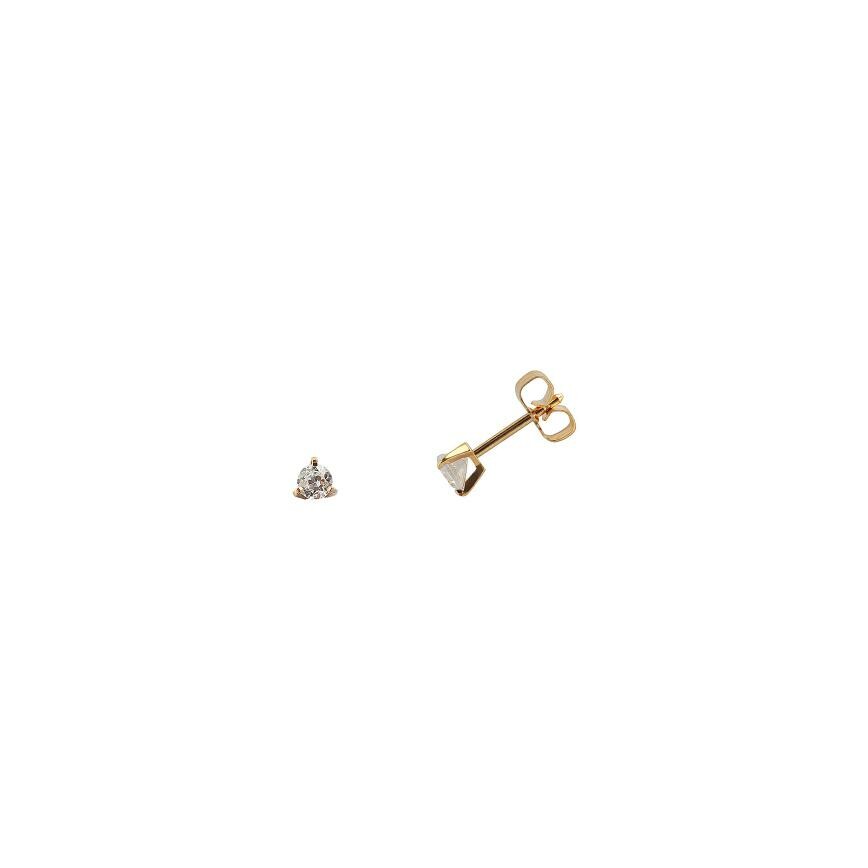 Achat Boucles d'oreilles serti 3 griffes en or jaune et diamants de 0.14ct