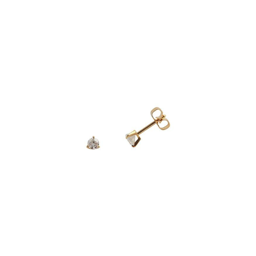 Achat Boucles d'oreilles serti 3 griffes en or jaune et diamants de 0.20ct