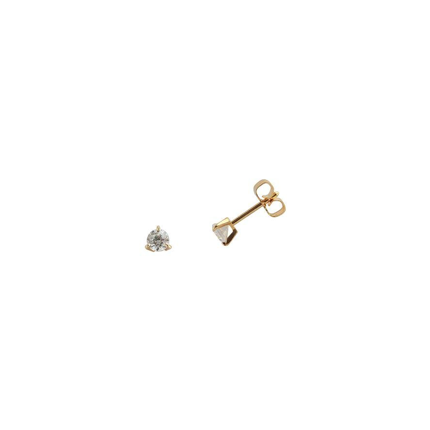 Achat Boucles d'oreilles serti 3 griffes en or jaune et diamants de 0.30ct
