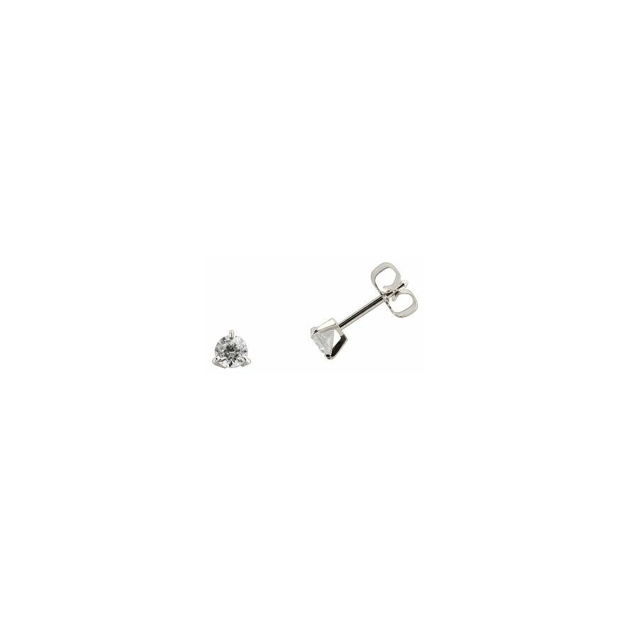 Achat Boucles d'oreilles serti 3 griffes en or blanc et diamants de 0.30ct