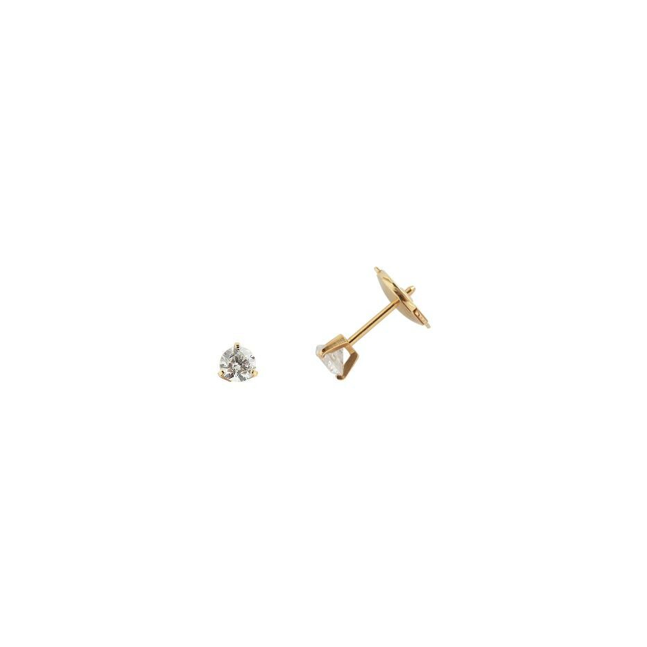 Achat Boucles d'oreilles serti 3 griffes en or jaune et diamants de 0.40ct