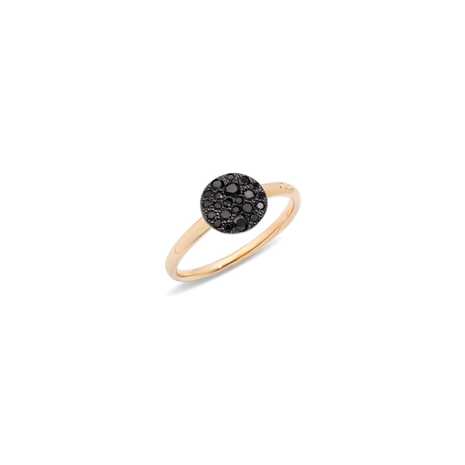 Achat Bague Pomellato Sabbia petit modèle en or rose et diamants noirs