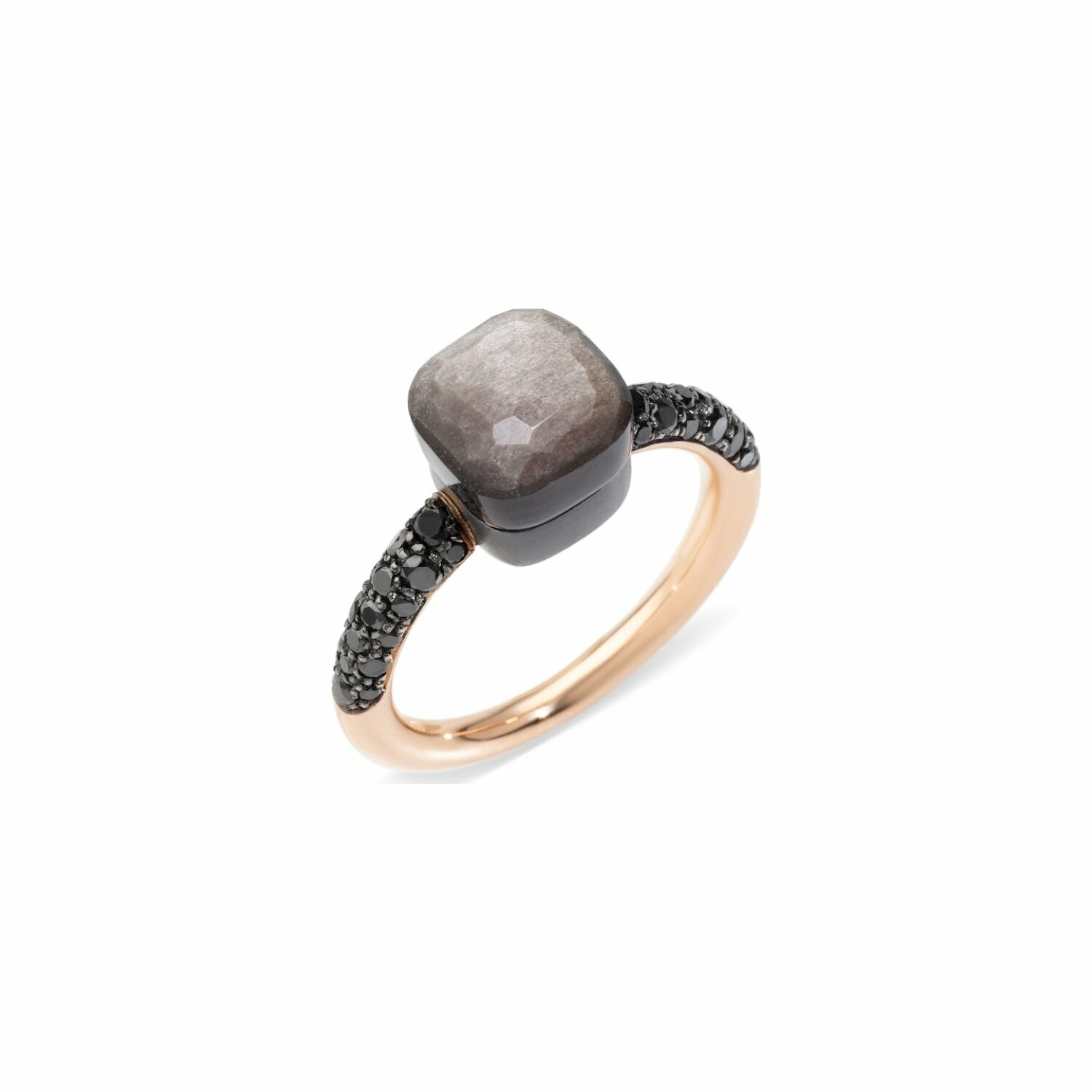 Achat Bague Pomellato Nudo Petit en or rose, titane, obsidienne et diamants