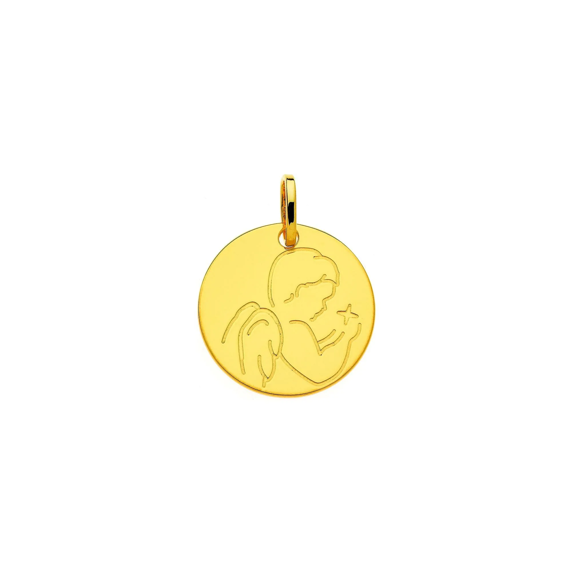 Achat Médaille ange étoile en or jaune, 16mm