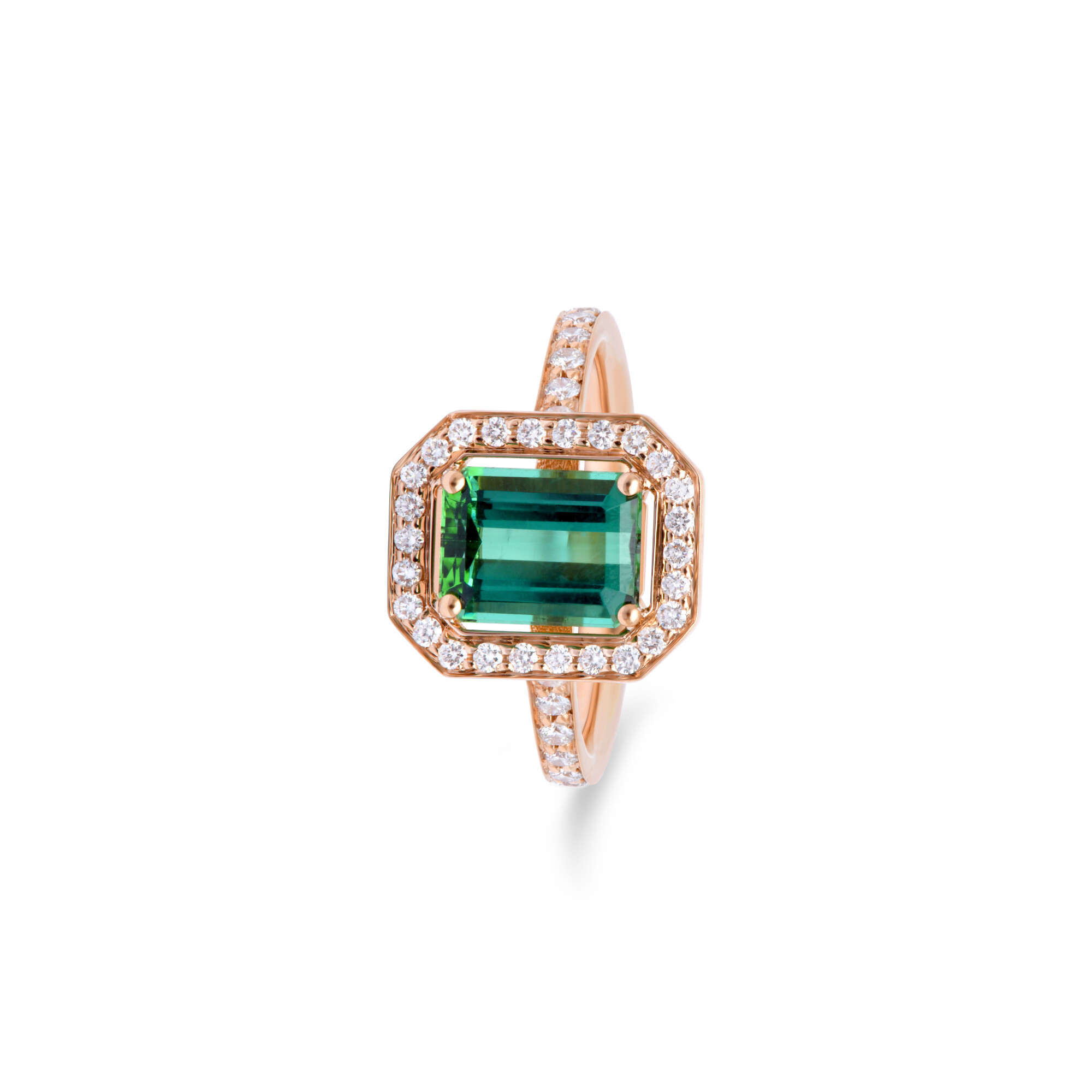 Achat Bague San Marco en or rose, tourmaline verte et diamants
