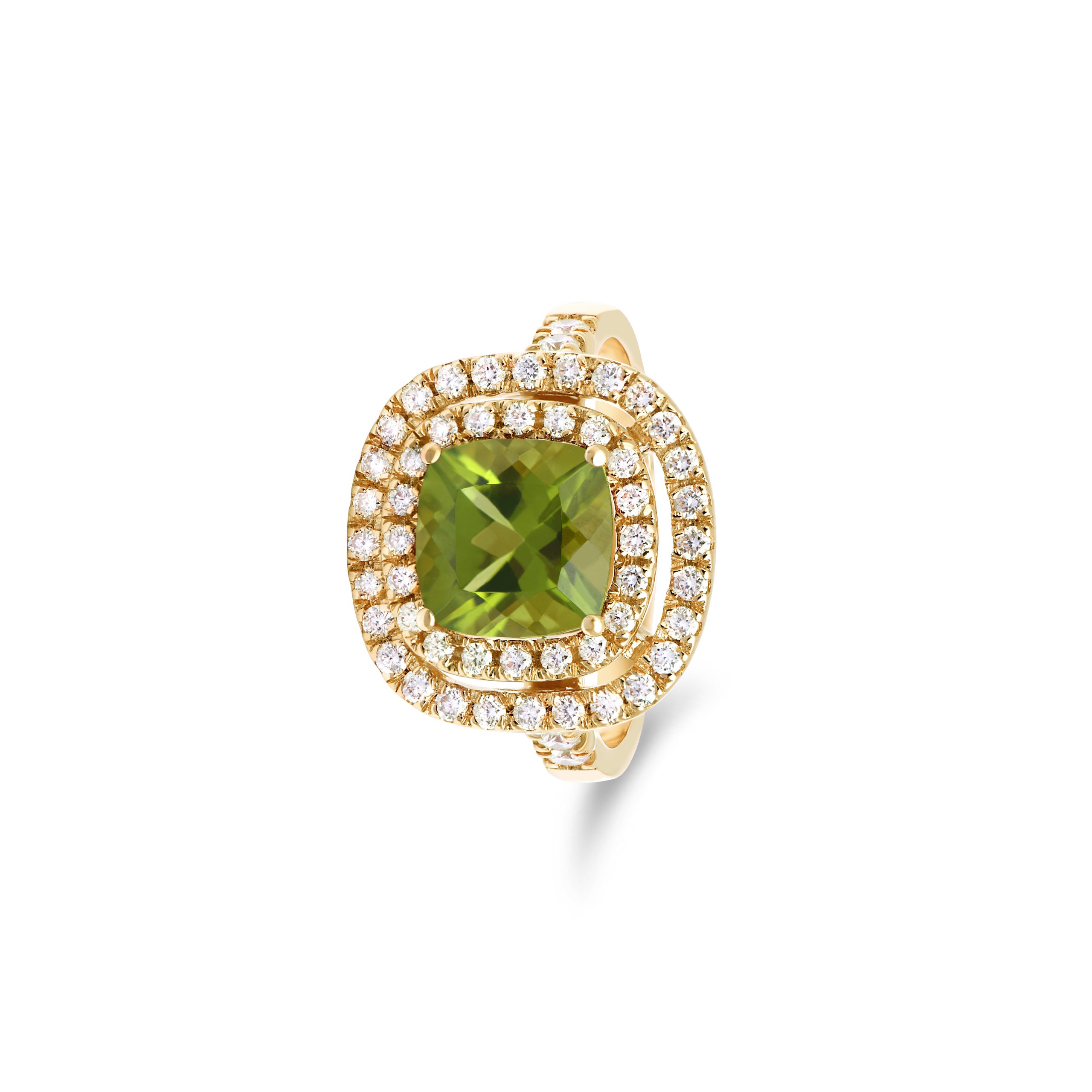 Achat Bague Arès en or jaune, péridot et diamants