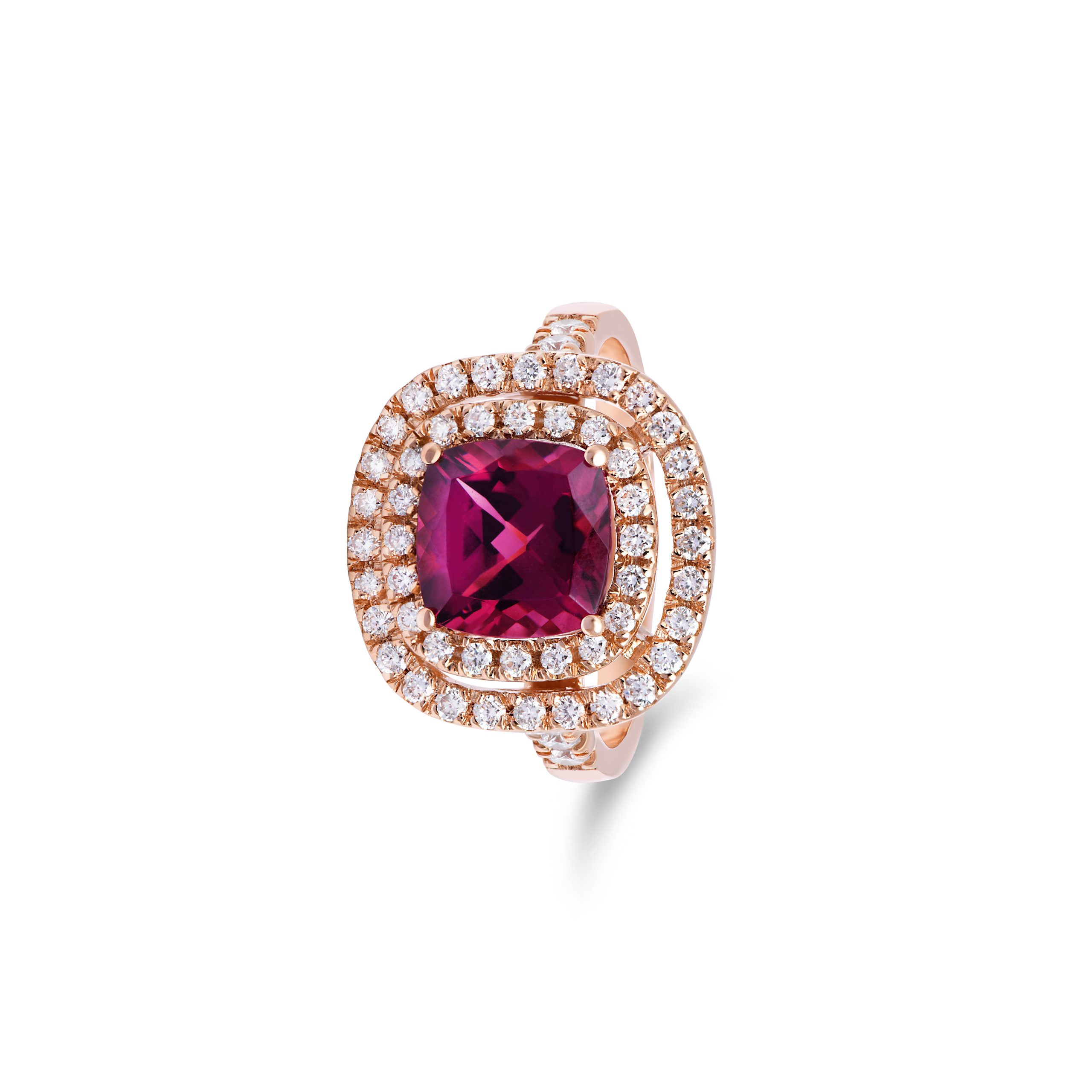 Achat Bague Arès en or rose, rhodolite et diamants