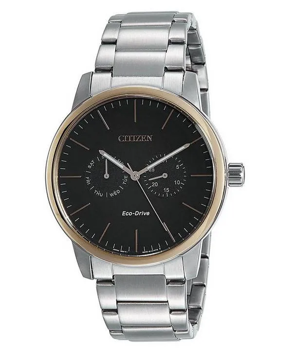 Montre Citizen à cadran noir en acier inoxydable à quartz AO9044-51E pour homme