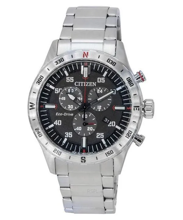 Citizen Eco-Drive Chronographe Acier Inoxydable Cadran Noir AT2520-89E 100M Montre Homme