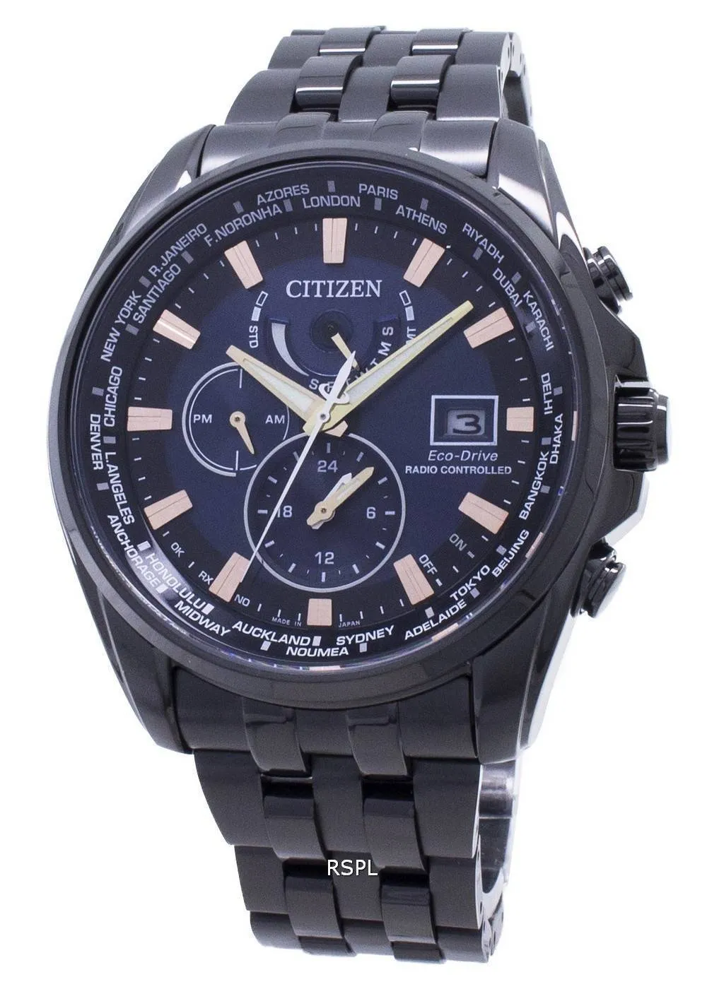 Montre pour homme Citizen Eco-Drive contrôlée par radio AT9039-51L Global Made Japan