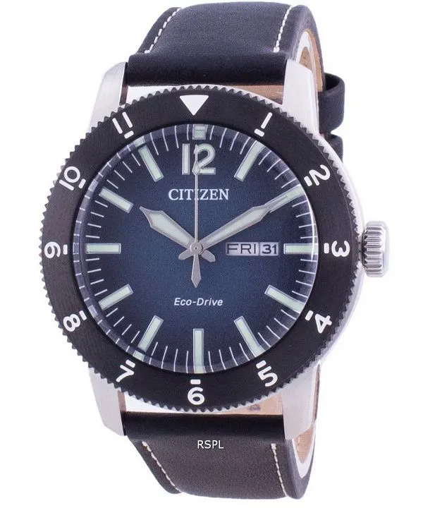 Montre Citizen Blue Dial en cuir de veau Eco-Drive AW0077-19L 100M pour homme