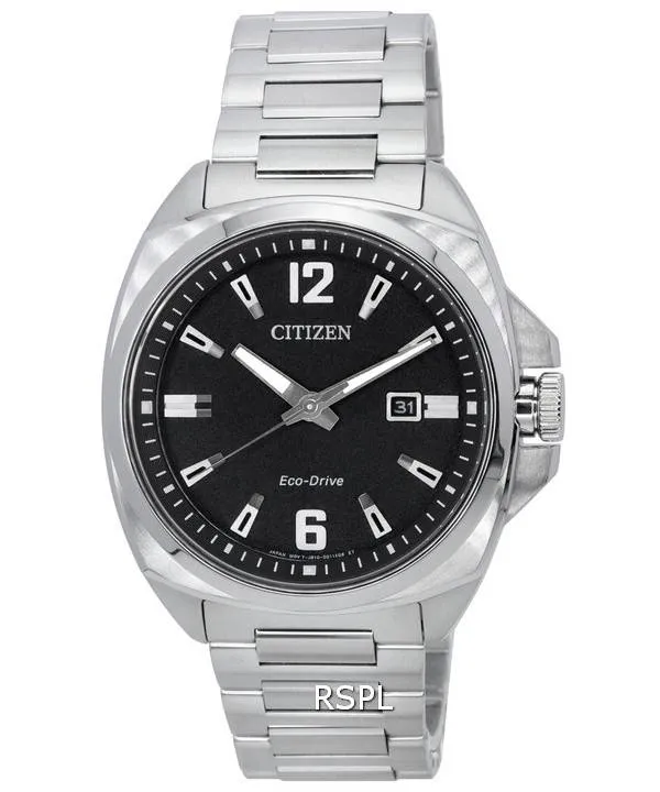 Montre pour homme Citizen Endicott en acier inoxydable avec cadran noir Eco-Drive AW1720-51E 100M