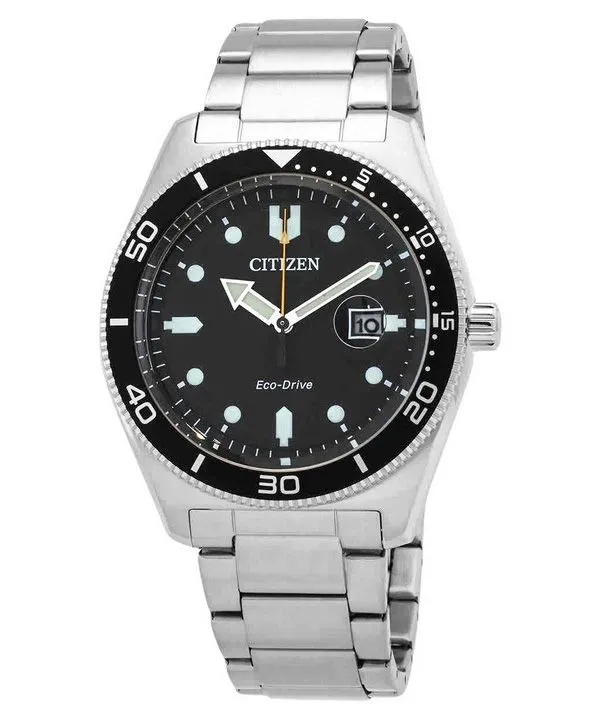 Montre pour homme Citizen Core Collection Eco-Drive en acier inoxydable avec cadran noir AW1760-81E 100M
