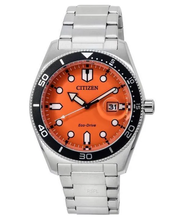 Montre pour homme Citizen Eco-Drive en acier inoxydable avec cadran orange AW1760-81X 100M