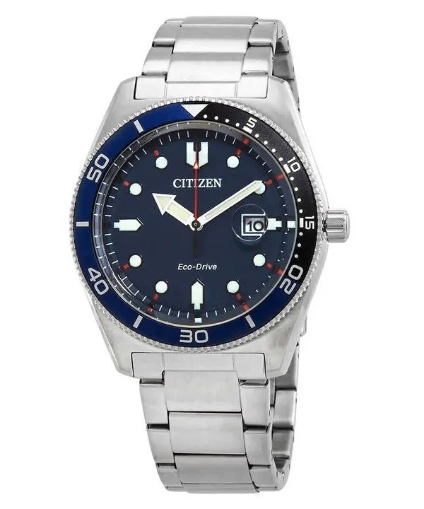 Montre pour homme Citizen Eco-Drive en acier inoxydable avec cadran bleu AW1761-89L 100M