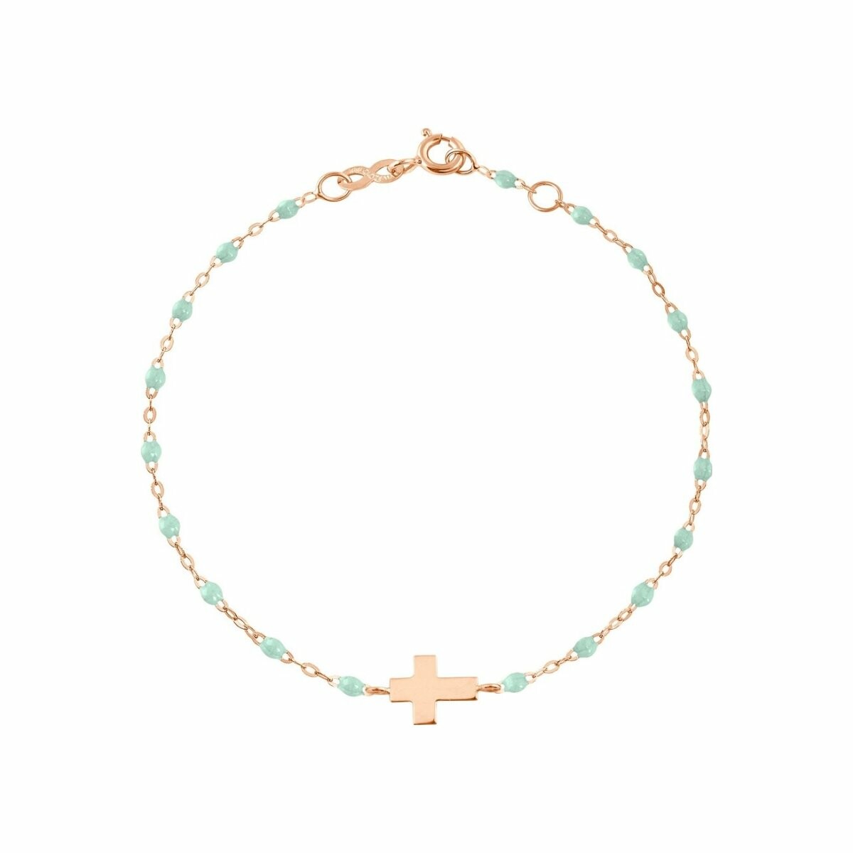 Achat Bracelet Gigi Clozeau Croix en or rose et résine jade, taille 17cm
