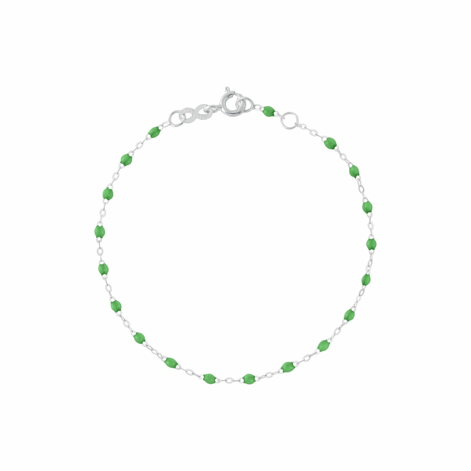Achat Bracelet Gigi Clozeau Classique en or blanc et résine vert prairie, 17cm