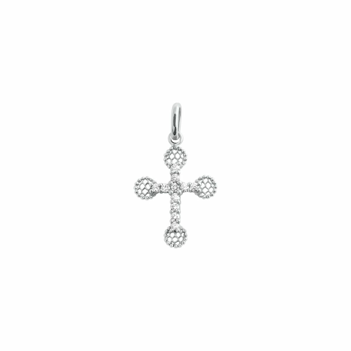 Achat Pendentif Gigi Clozeau Croix Dentelle en or blanc et diamants