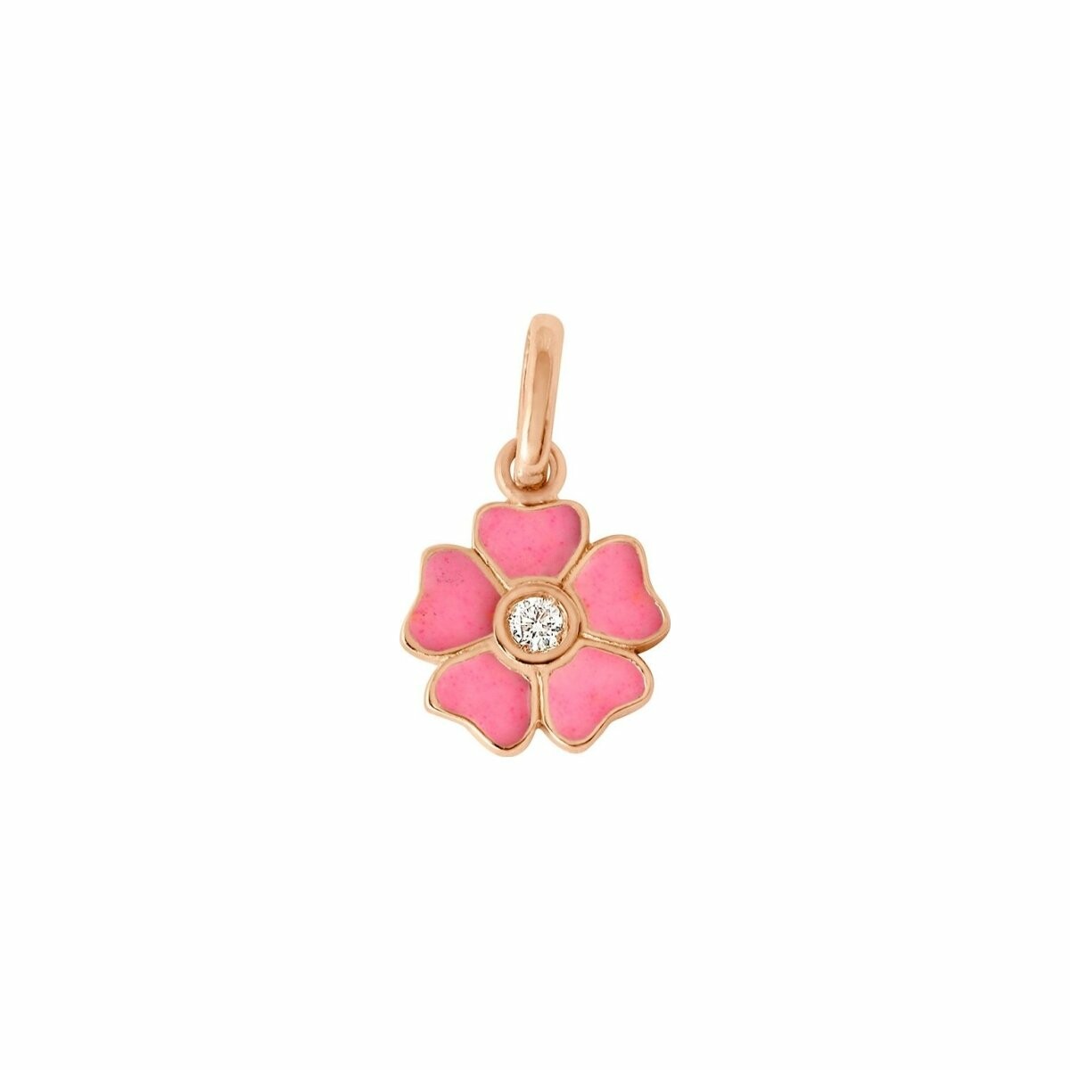 Pendentif Gigi Clozeau Fleur en or rose, diamant et résine rose