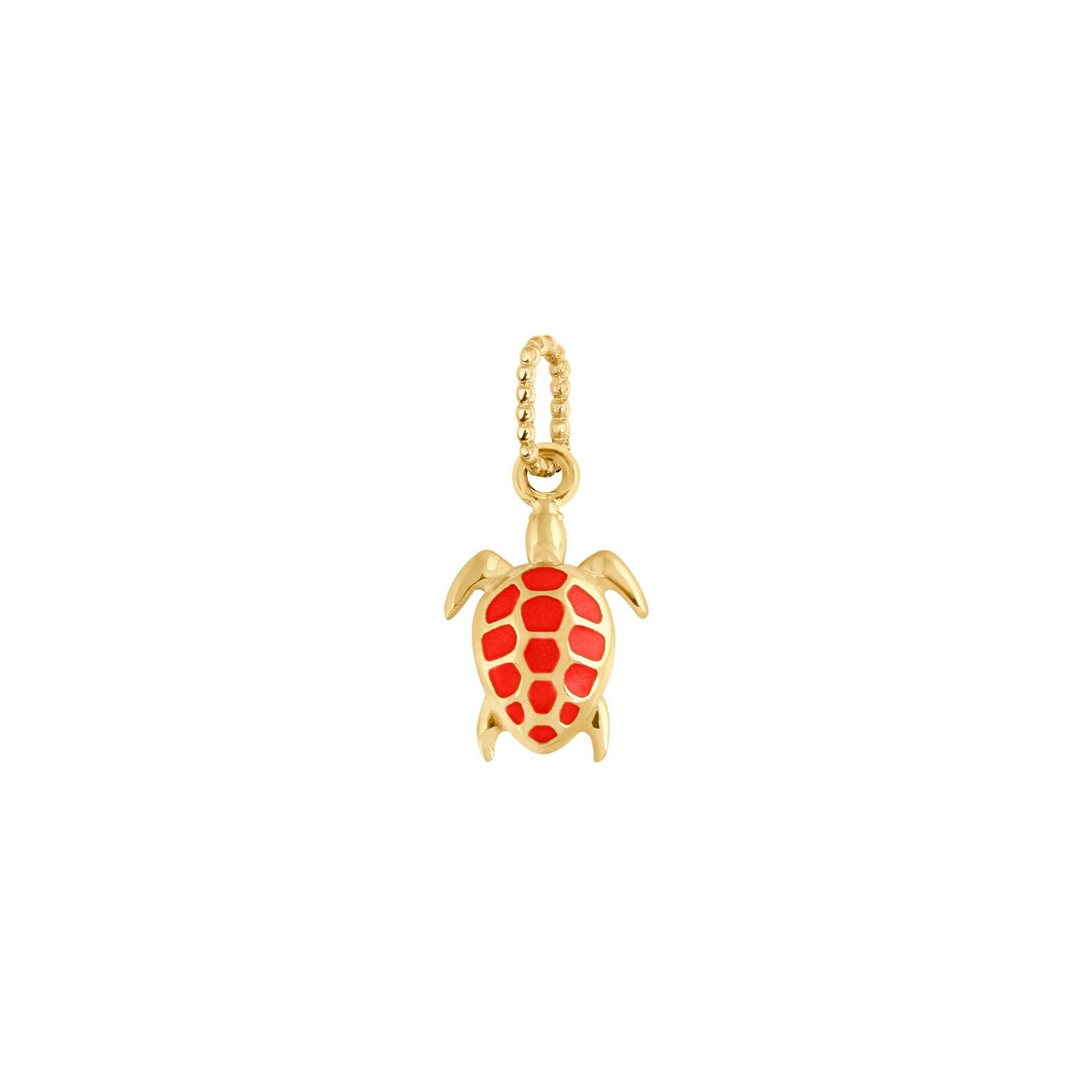 Pendentif Gigi Clozeau Tortue en or jaune et résine corail