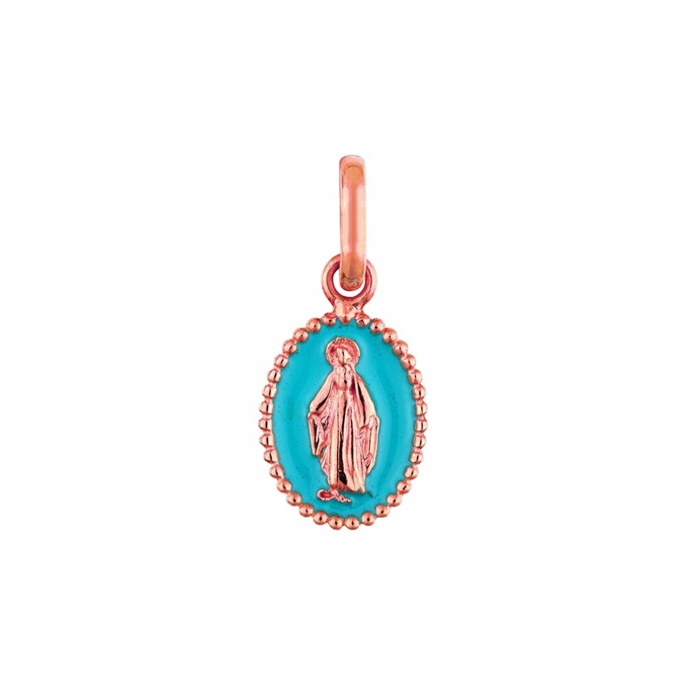Achat Pendentif Gigi Clozeau Madone en or rose, résine turquoise vert émaillée