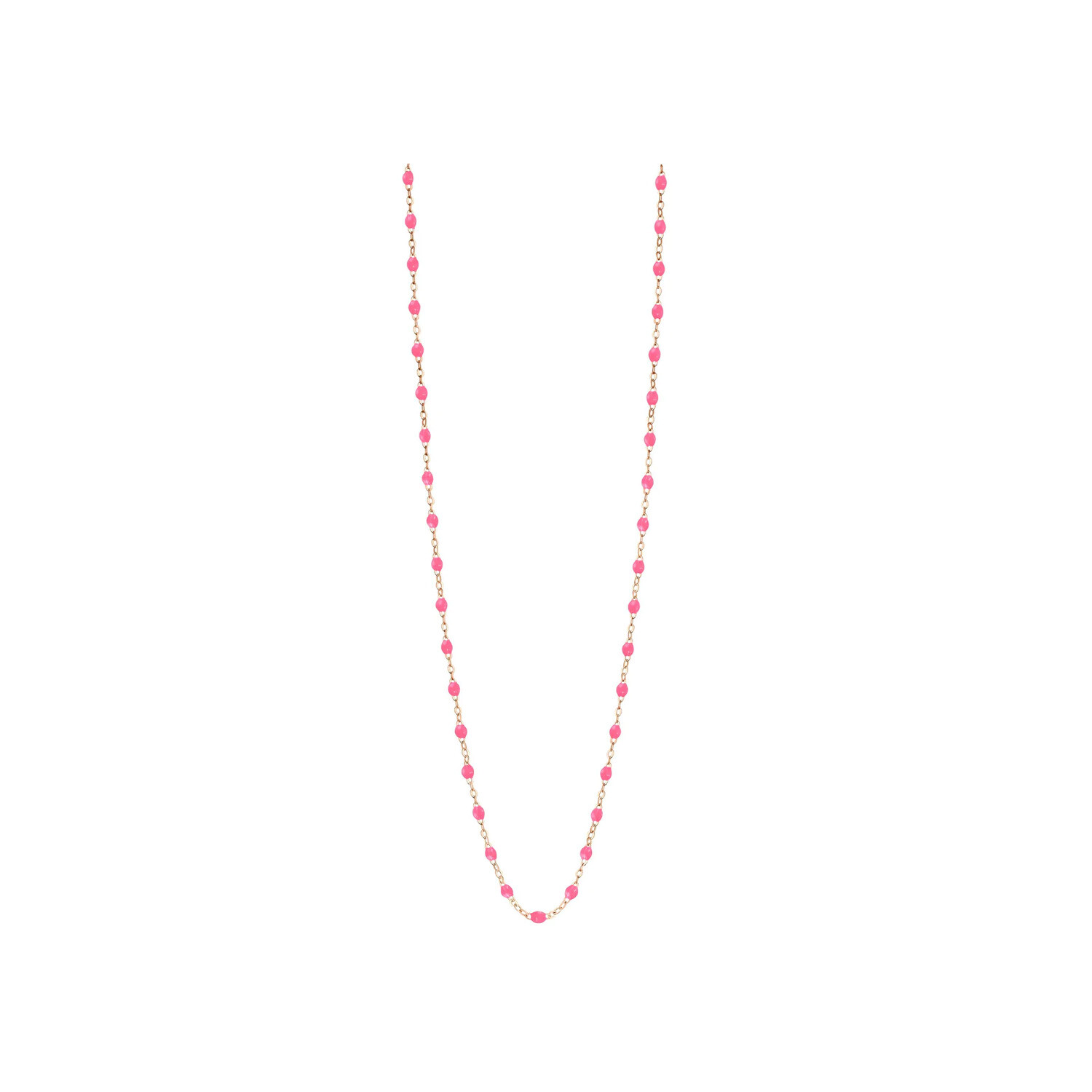 Sautoir Gigi Clozeau Classique en or rose et résine rose fluo, taille 60cm
