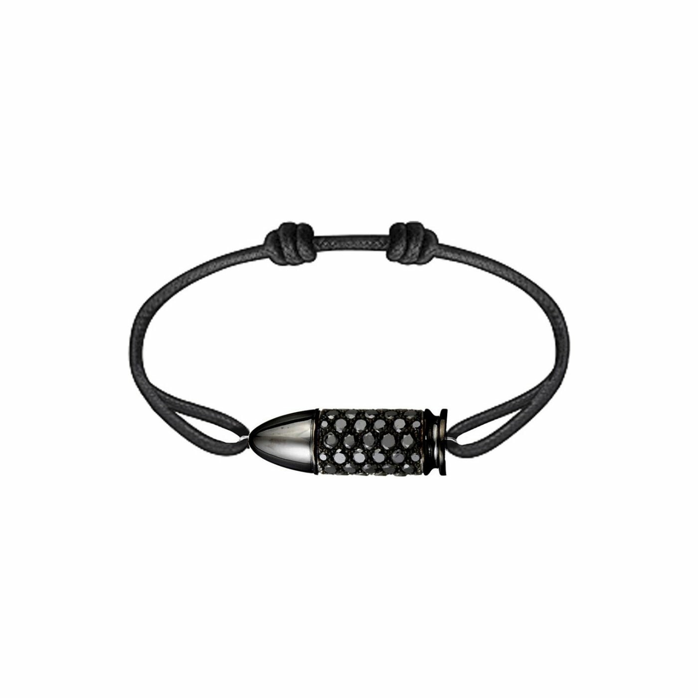 Achat Bracelet Akillis cordon Bang Bang en or noir pavé de diamants noirs