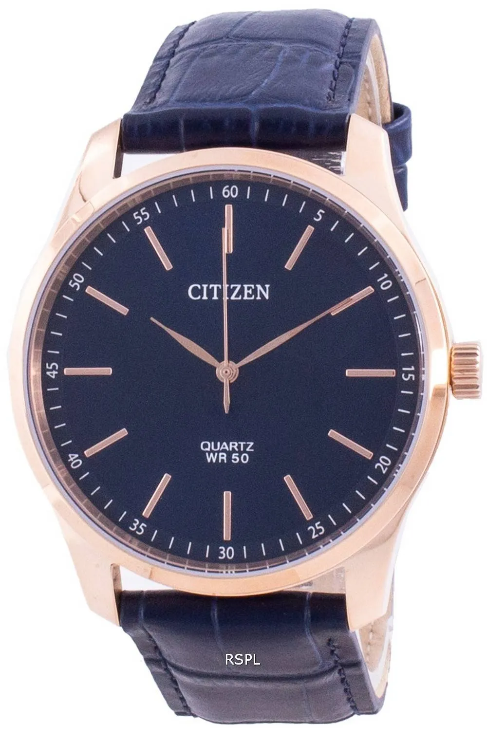 Montre Citizen Blue Dial en cuir de veau à quartz BH5003-00L pour homme